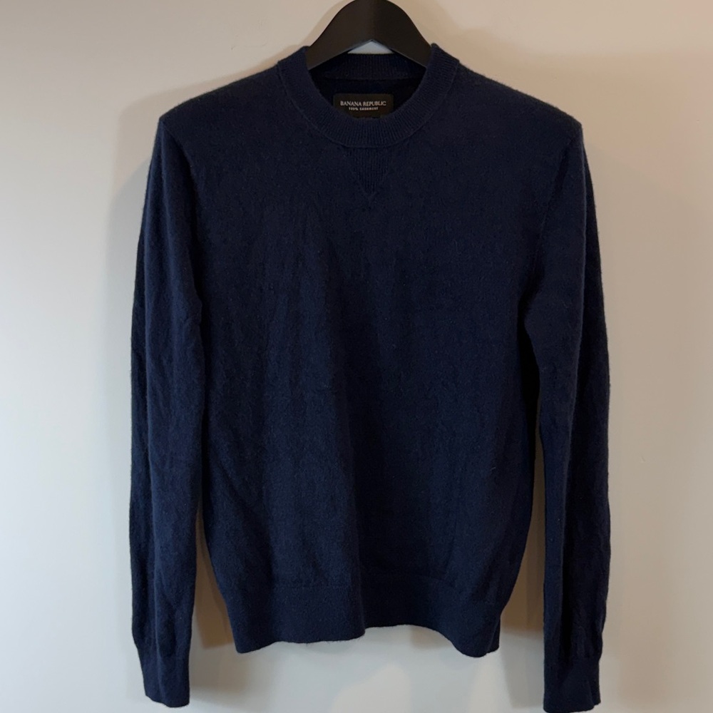 Banana Republic Navy Blue Men's Crewneck Sweater 100% Cashmere